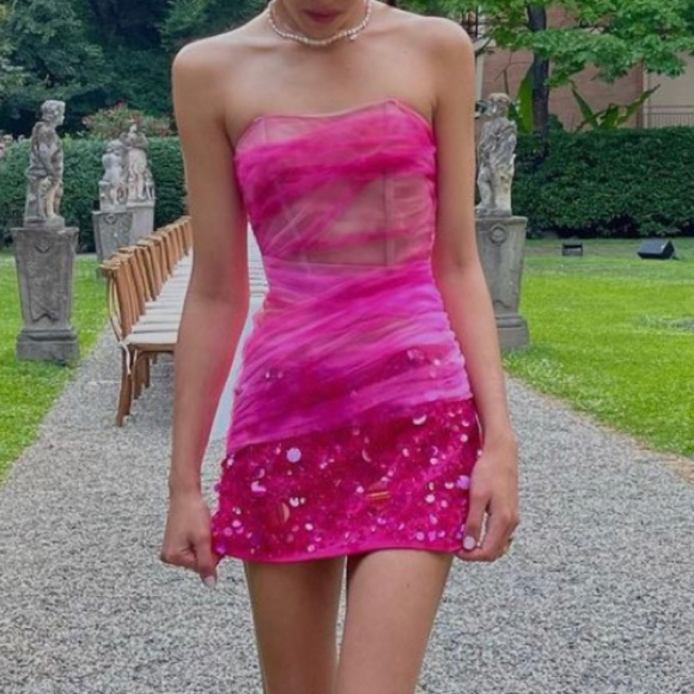 Des Phemmes sequined tulle mini dress 38
